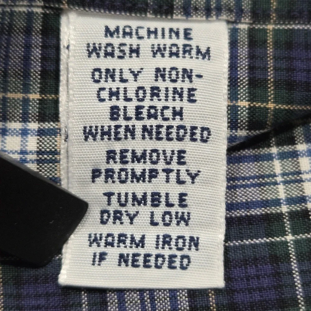 Ralph Lauren Button Down Shirt Mens 17.5 32/33 Blue Tartan Plaid Classic Fit